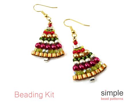 Beaded Christmas Tree Earrings Kit Dangle Christmas Earrings - Etsy