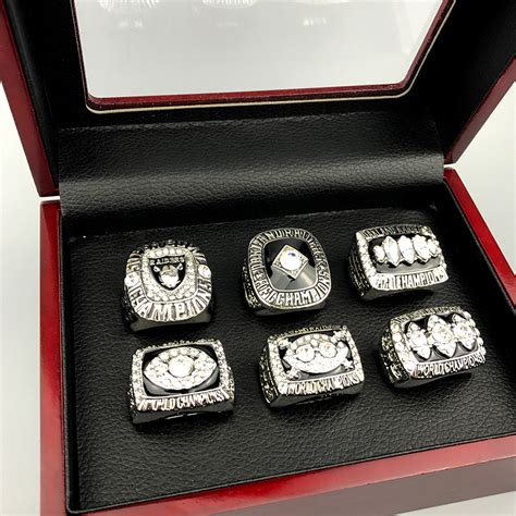 Oakland Raiders Super Bowl Championship Ring Set (Size 11) In Wooden ...