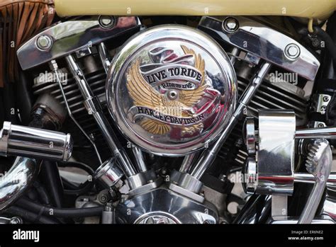 Custom Harley Davidson motorcycle shovelhead engine Stock Photo ...