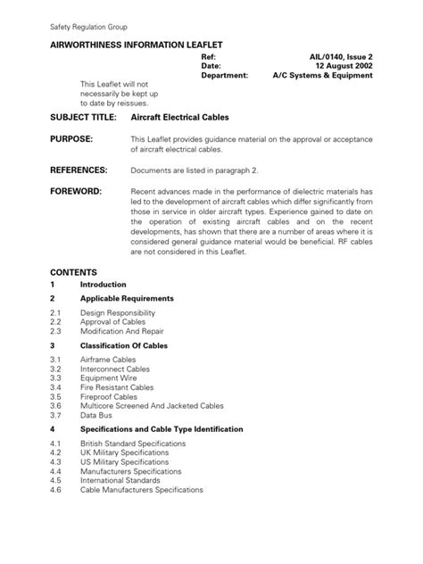 Aircraft Electrical Cables | PDF | Cable | Electrical Wiring