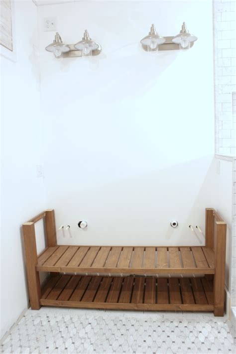 DIY wood vanity in the master bathroom - the space between