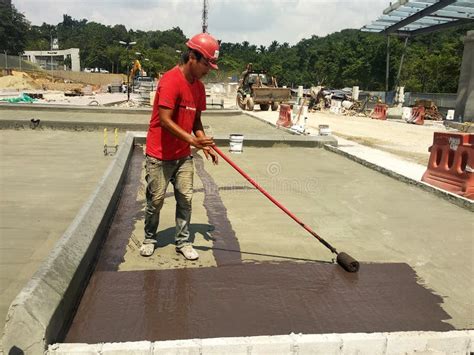 Waterproofing Membrane Applied by Construction Workers on Top of ...