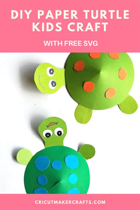 Super-Cute Turtle Paper Craft for Kids [FREE SVG+PDF]