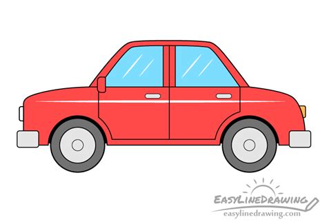 How to Draw a Cartoon Car in 12 Steps - EasyLineDrawing