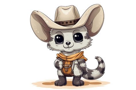 Premium AI Image | cartoon raccoon in a cowboy hat and scarf generative ai