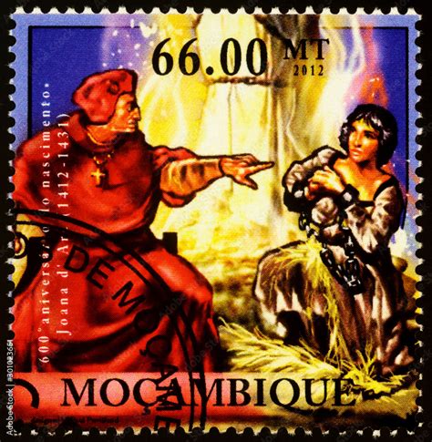 Execution of Joan of Arc on postage stamp Stock Photo | Adobe Stock