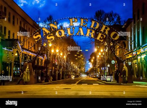 San Jose's San Pedro Square. Center of much of the night life for San Stock Photo, Royalty Free ...