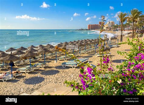 Beach in Benalmadena. Malaga province, Costa del Sol, Andalusia, Spain ...