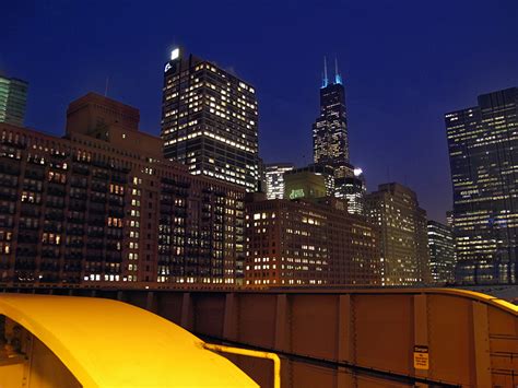 Chicago Night View, FREE Stock Photo, Image, Picture: Sears Tower, Willis Tower, Royalty-Free ...