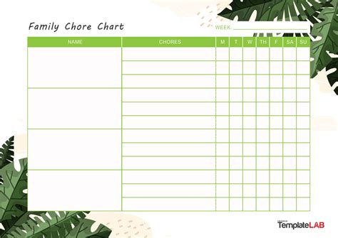 Free Printable Family Chore Chart Template