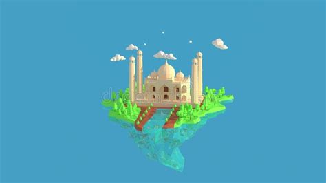 3D Illustrator Taj Mahal, Agra, India. 3d Rendering Low Polygon Geometry Background. Abstract ...