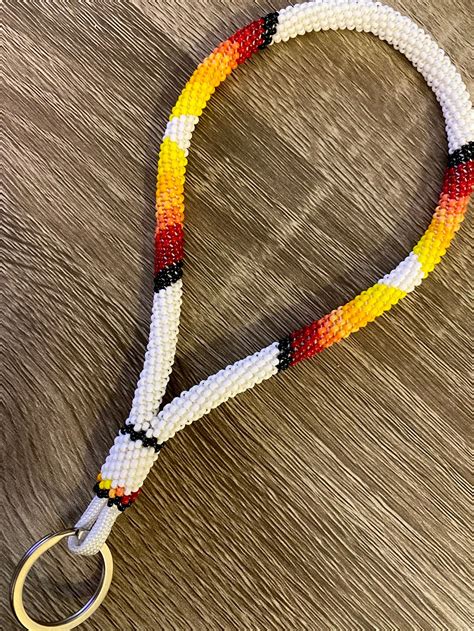 Custom Peyote Stitch Beaded Wristlet Lanyard Keychain | Etsy