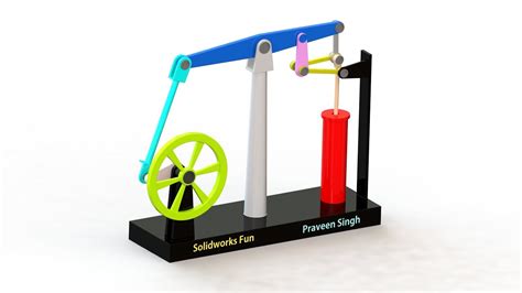 James Watt Steam Engine Mechanism working animation in Solidworks - YouTube