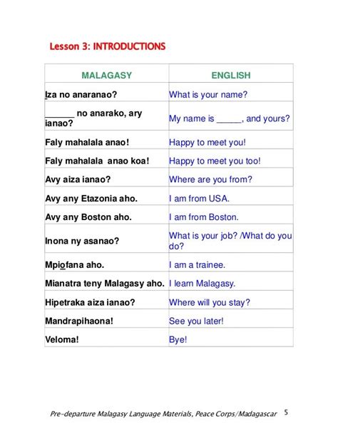 Basic Malagasy Language Course