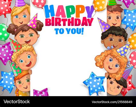 Birthday design banner with faces cute kids Vector Image