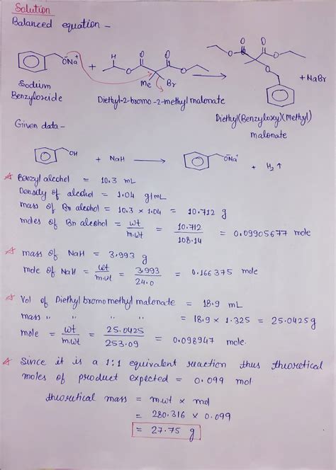 [Solved] An experiment: Diethyl benzyloxy-methyl-malonate is synthesized... | Course Hero