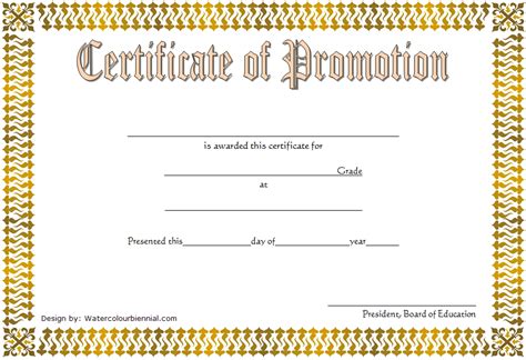 Certificate of Promotion Sunday School Free Template (Gold Patterned ...