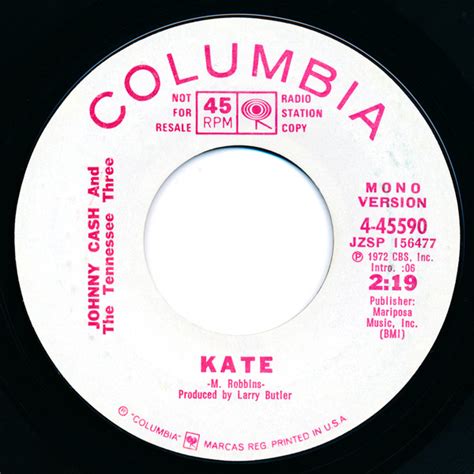 Johnny Cash And The Tennessee Three - Kate (1972, Vinyl) | Discogs