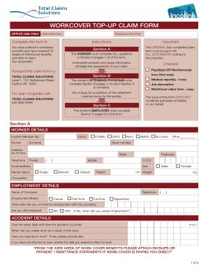 Fillable Online WORKCOVER TOP-UP CLAIM FORM Fax Email Print - pdfFiller