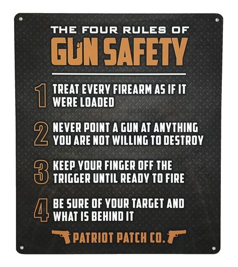 Amazon.com : Patriot Patch Co - 4 Rules of Gun Safety Sign - Indoor ...