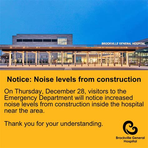 Due to construction in the... - Brockville General Hospital