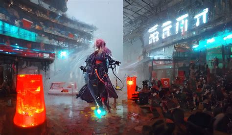 8x - Ninja Cyberpunk Concept Art Volumetric Lighti by BlackAngelus187 ...