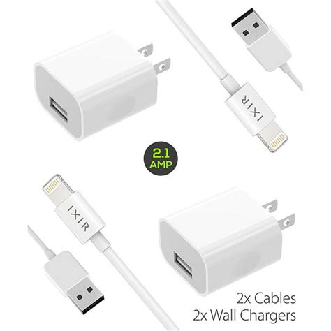 Ixir iPad Mini 2 Charger Apple Lightning Cable Kit by Ixir - {2 Wall Charger + 2 Cable}, Apple ...