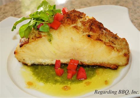 Grilled Chilean Sea Bass in Garlic and Pesto Recipe