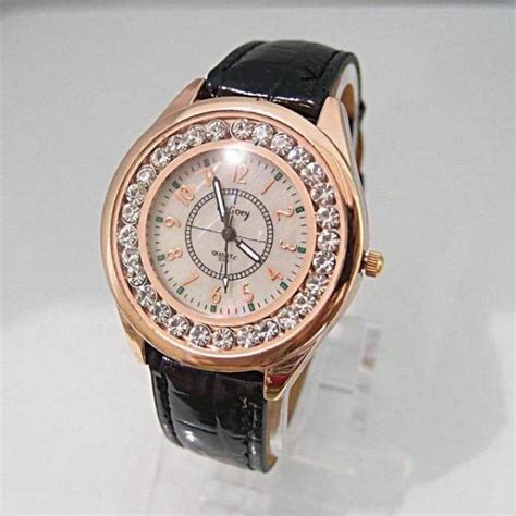 Dress Classy Black Rhinestones Leather Strap Lady Watch on Luulla