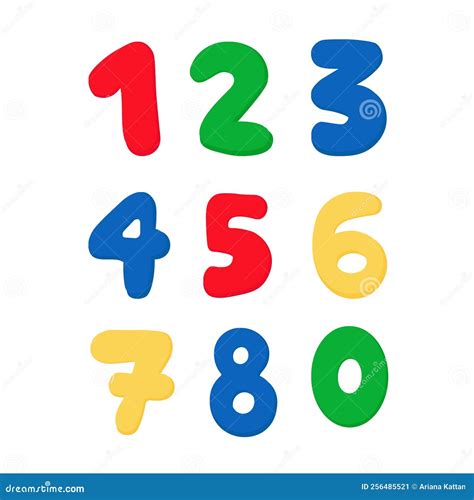 Kids Numbers Font from 1 To 0 Colorful Set. Illustration for School ...