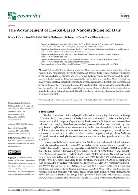 (PDF) The Advancement of Herbal-Based Nanomedicine for Hair