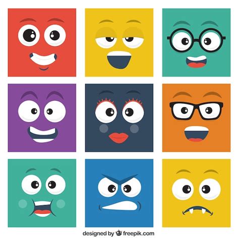 Square smileys pack | Free Vector