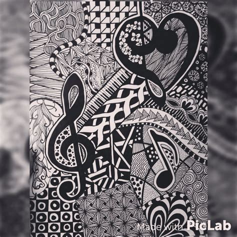 Music zentangle. | Doodle art flowers, Zen art, Art