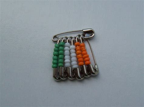 Irish Flag Pin beaded safety pin