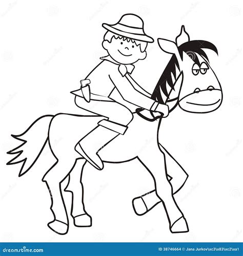 Boy Riding Horse Coloring Pages