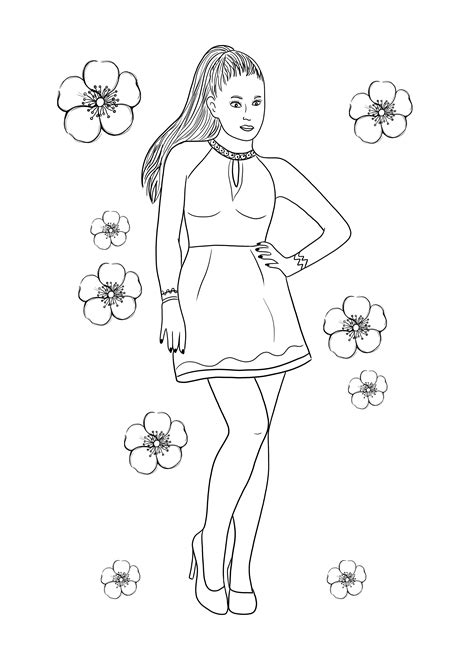 Free printable coloring page of Ariana Grande for kids of all ages