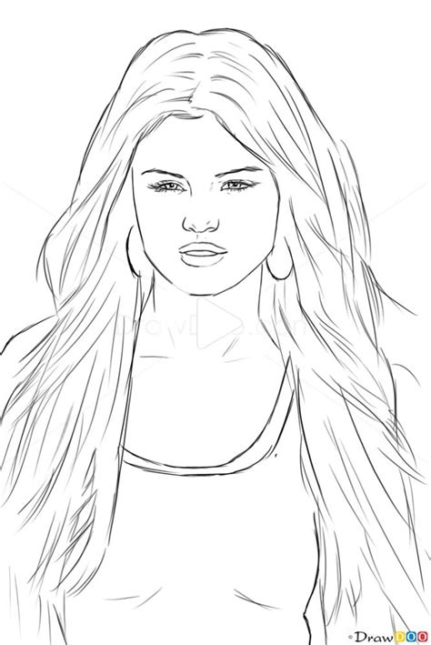 How to Draw Selena Gomez, Celebrities | Selena gomez drawing, Celebrity drawings, Drawings