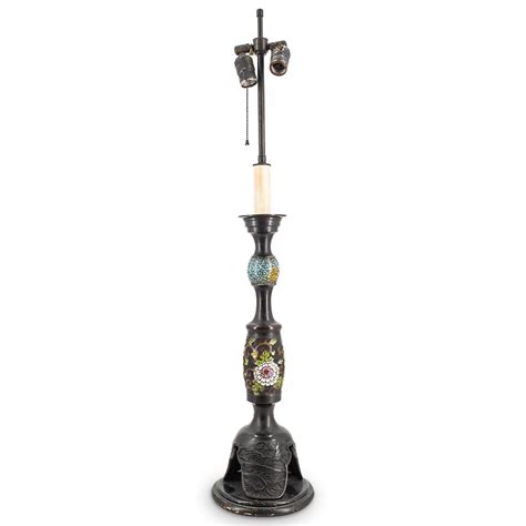 At Auction: Antique Japanese Champleve Enamel Bronze Lamp