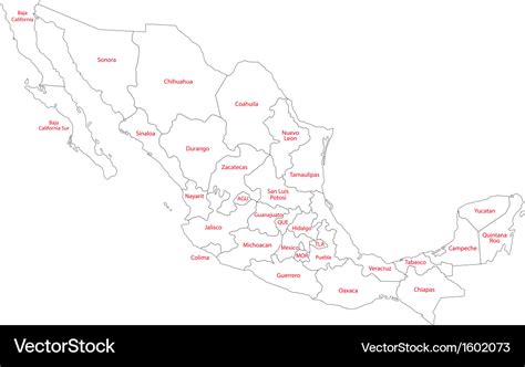 Outline mexico map Royalty Free Vector Image - VectorStock