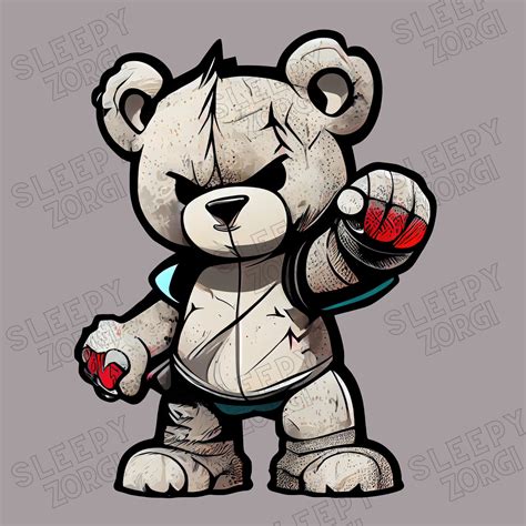 SZ105 Angry Teddy Bear PNG, PNG Sublimation Design for Shirts, Bear ...