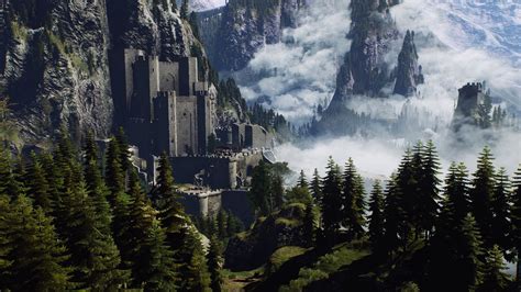 Online crop | stone castle near trees painting, The Witcher 3: Wild ...