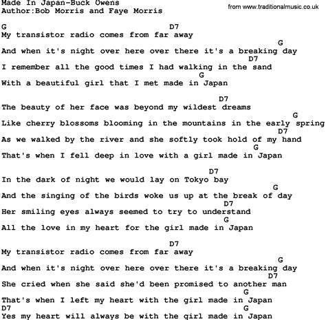 Country Music:Made In Japan-Buck Owens Lyrics and Chords