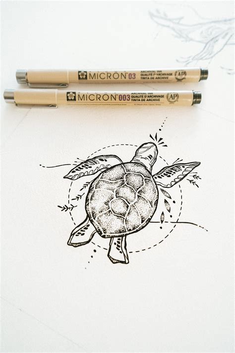 Turtle delicate line drawing by a Slovak artist Deni Minar. This elegant artwork was created for ...