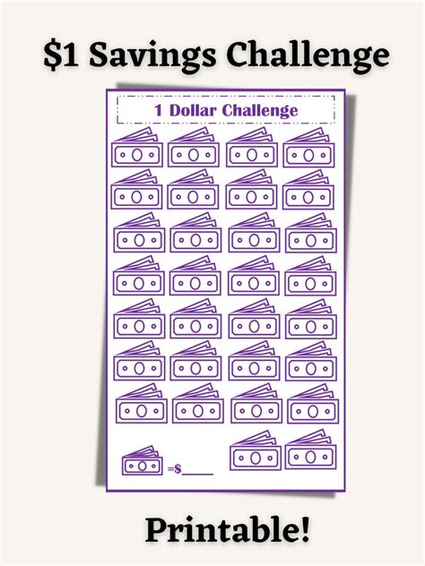 1 Dollar Saving Challenge - Etsy