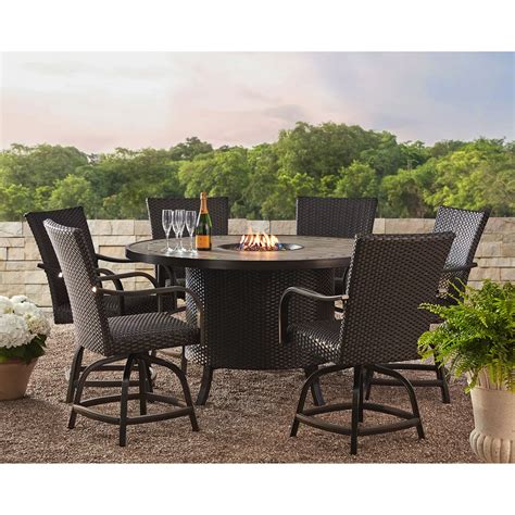 Member's Mark Agio Heritage 7-Piece Balcony Patio Dining Set with Fire ...