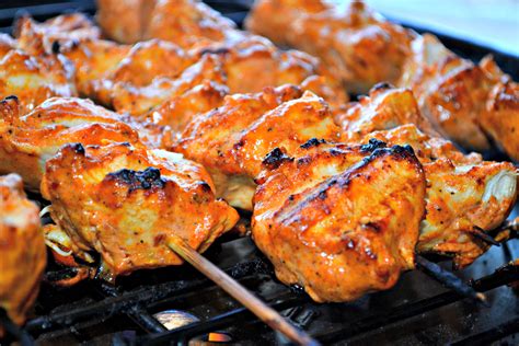 Yogurt Marinated Chicken Kebabs with Crushed Red Pepper and Smoked Paprika - A Hint of Wine