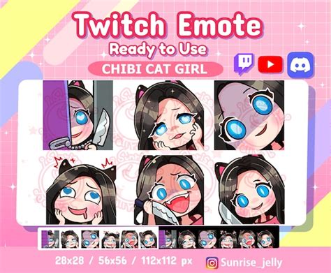 Twitch Emotes / Black Hair Blue Eyes / Chibi Girl / Twitch | Etsy