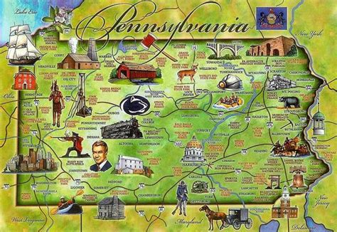 Pennsylvania Tourist Attractions Map - Coastal Map World