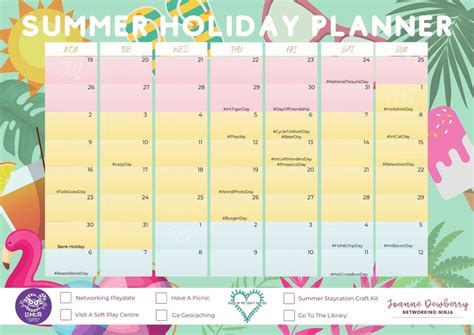 A3 Printed Summer Holiday Planner 2021 Poster Posted