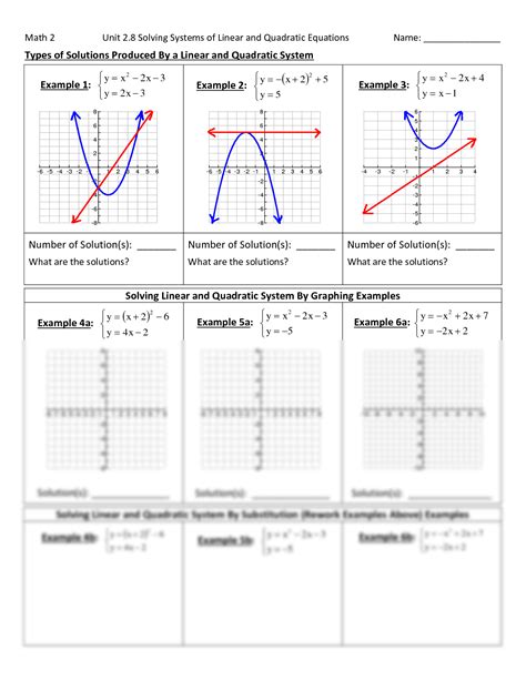 Free systems of linear and quadratic equations worksheet, Download Free systems of linear and ...